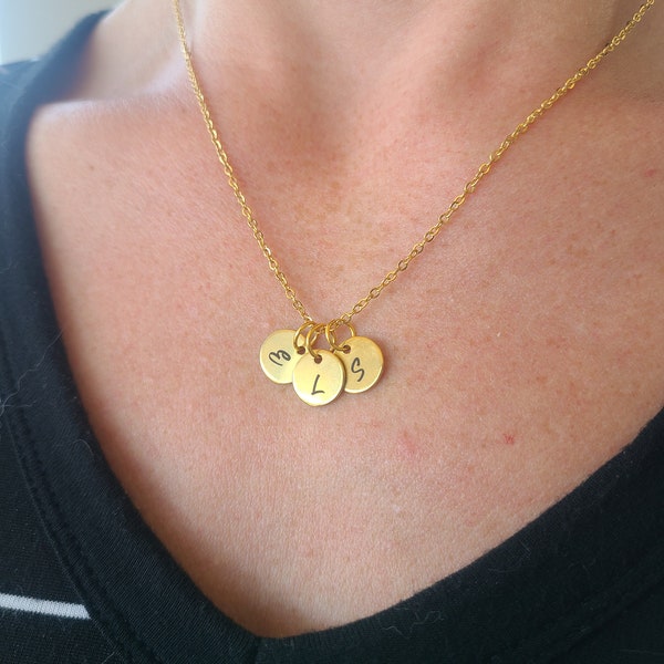 Dainty Initial Necklace, Personalized Tiny Letter Engraved Charm