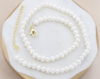 Pearl Beaded Necklace - Elegant Wedding Gemstone Jewelry