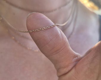 Rose Gold Cable Chain 1.5mm Dainty Necklace: Layering Dainty Add On Extra
