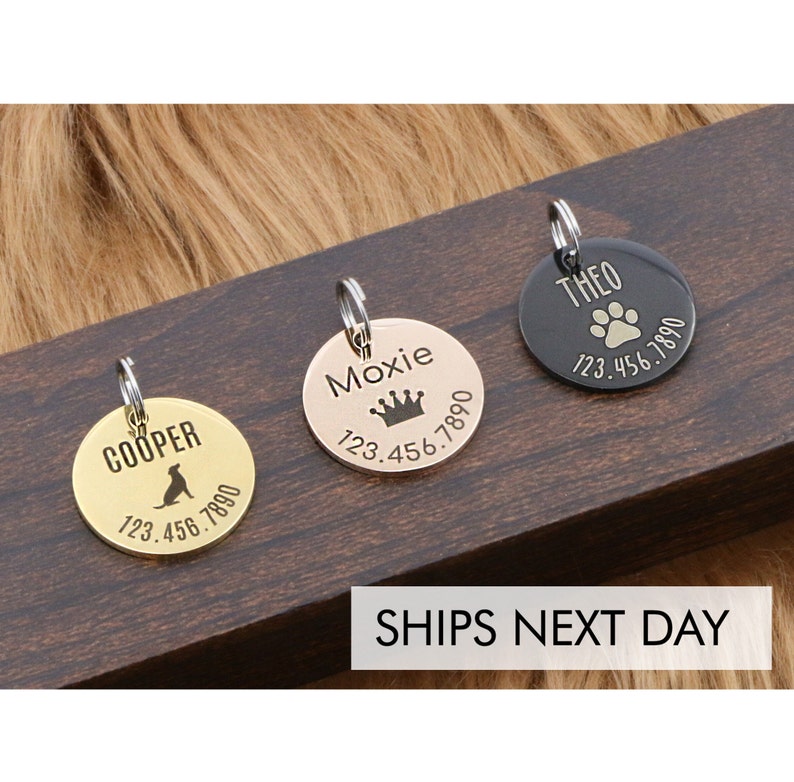 Dog Tag Personalized Pet Tag Microchipped ID Collar Tag Custom Cat Tag New Puppy Gift New Dog Lover Gift Double Sided Thick image 1