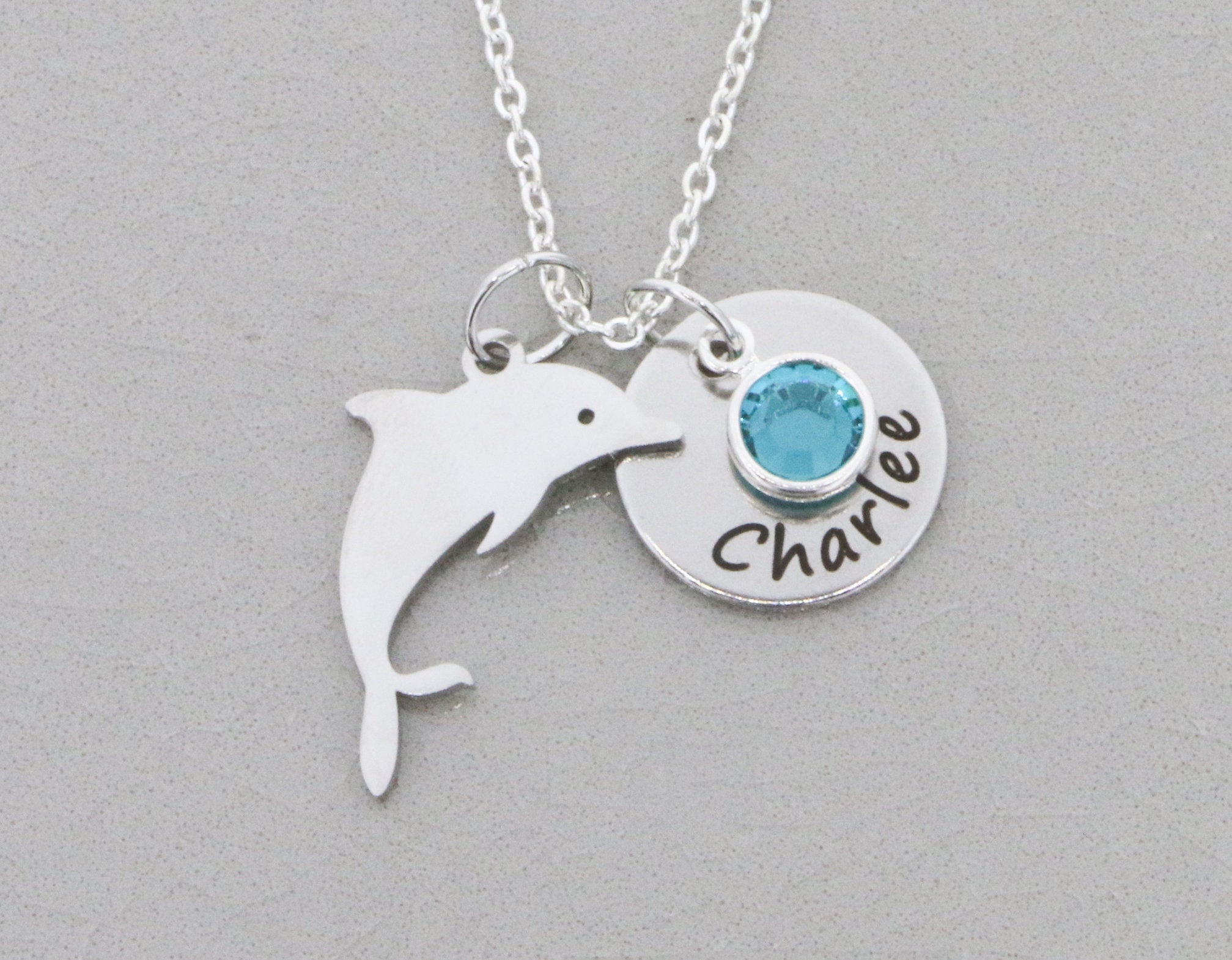 Dolphin necklace deals with birthstone