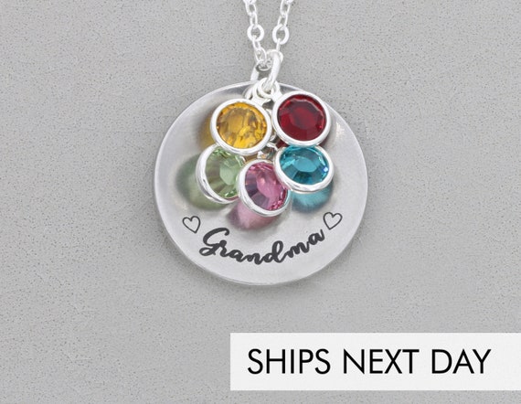 Birthstone Jewelry Personalized Nana Grandma Necklace