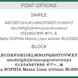 Font options chart for DistinctlyIvy with green border