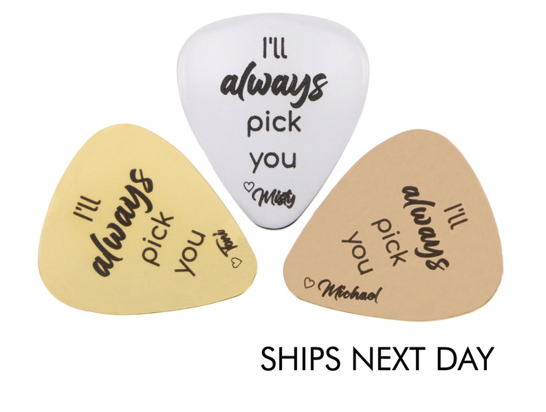 Boyfriend Gift I Pick You Custom Guitar Pick Guitarist Gift Personalized Musician Gift Anniversary Husband Leather Snap Case Band image 6