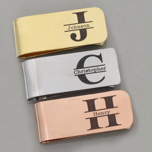 Regalo para padrinos de boda, cumpleaños de su esposo, clip de dinero personalizado de acero inoxidable, grabado con láser, apellido, regalo para el esposo, regalo de boda familiar.