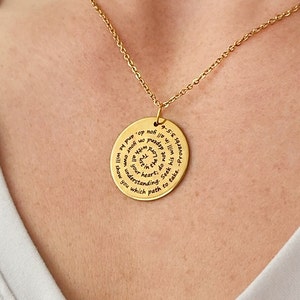 Collar con cita personalizada en espiral Letra personalizada de la canción del libro de versos de las Escrituras del mantra Recuerdo de regalo para un amigo Mensaje secreto Romántico Único imagen 1