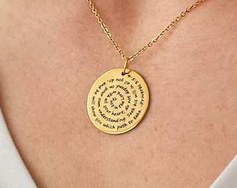 Collar con cita personalizada en espiral • Letra personalizada de la canción del libro de versos de las Escrituras del mantra • Recuerdo de regalo para un amigo • Mensaje secreto Romántico Único