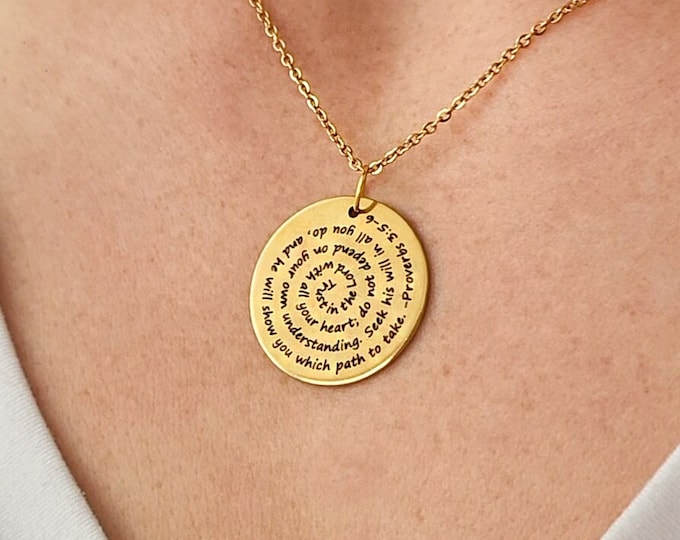 Custom Engraved Quote Necklace, Personalized Scripture Verse Gift