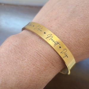 Family Bracelet Grandma Gift Custom Name Cuff Bracelet Mom Gift Gold Cuff Adjustable Mother Bracelet Kids Names Gift from Wife