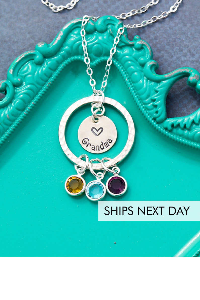 Eternity Necklace Grandma Gift Mom Birthstone Jewelry \u2022 Grandma Birthday Gift \u2022 Mother Jewelry Birthstone Infinity Circle Eternity Family