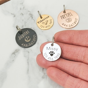 Dog Tag Personalized Pet Tag Microchipped ID Collar Tag Custom Cat Tag New Puppy Gift New Dog Lover Gift Double Sided Thick image 2