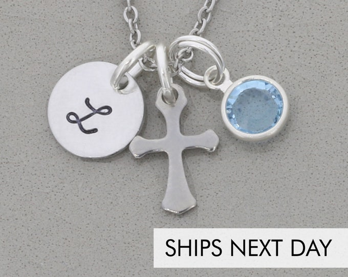 Girls Cross Necklace Small Cross Gift Christening Necklace First