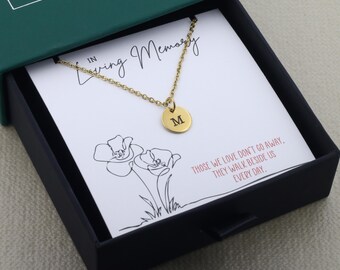Remembrance Gift Necklace: Custom Engraved Tiny Initial Charm, Personalized Mini