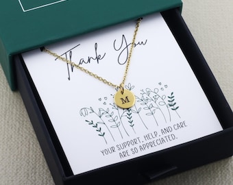 Appreciation Gift Necklace: Custom Engraved Tiny Initial Charm, Personalized Mini