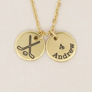 Hockey Necklace Custom Sport Name Number High School Varsity Coach Mom Gift Personalized Playoff Goalie Ice Roller Sticks