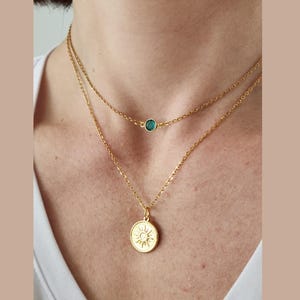 Layered Gold Necklace Set Sunshine Necklace Sun Charm Sunburst Geometric Silver Crystal Multicolored Waterproof Friend Two Pieces Oval Round