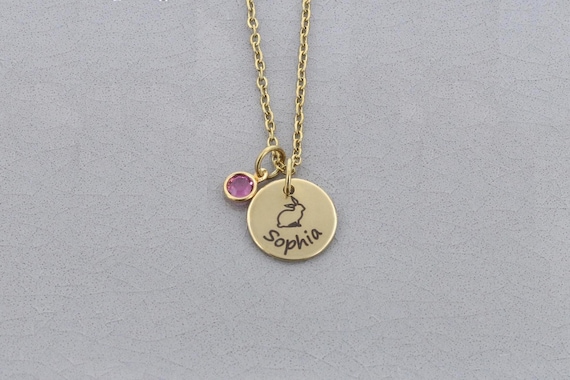 Personalized Bunny Necklace - Custom Name Spring Jewelry Easter Gift