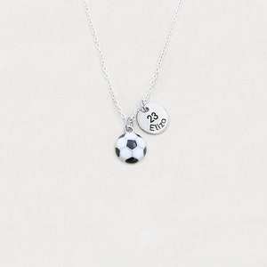 Custom Soccer Necklace Personalized Player Number Name Little Girls Tots Soccer Mom Soccer Gift School Varsity High School image 4