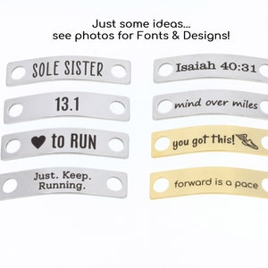 Runner Gift Running Shoe Tags Marathon Run Shoe Charm Laser Engraved Shoe Bars Girls Track Team Gift Running Group Gift Jogger image 3