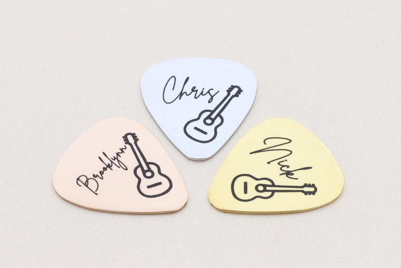 Musician Gift Guitar Player Custom Pick Leather Case Gift for Boyfriend Band Member Custom Name Guitarist Electric image 8