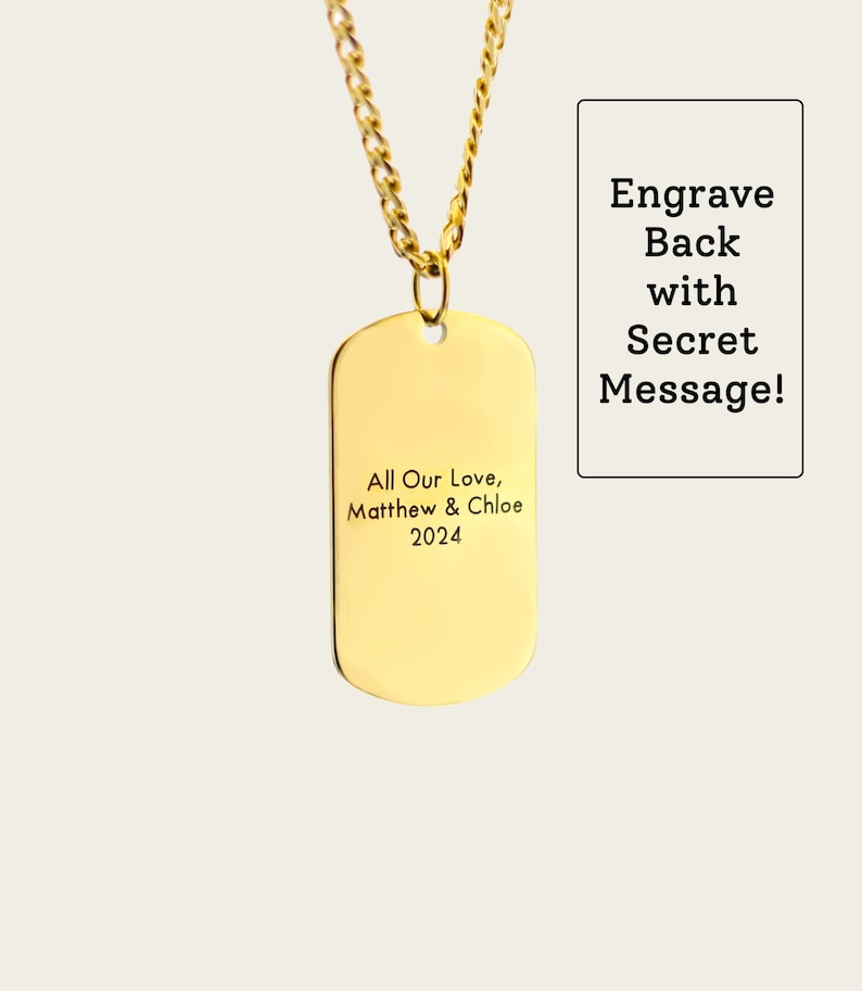 Personalized Gold Dog Tag Necklace for Men - Military Deployment Gift ...