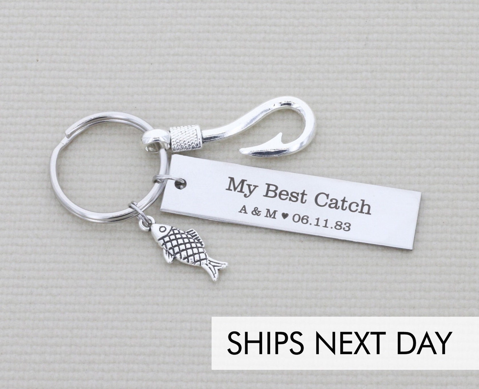 Forever My Best Catch Fishing Lure Keychain Personalized Metal Key