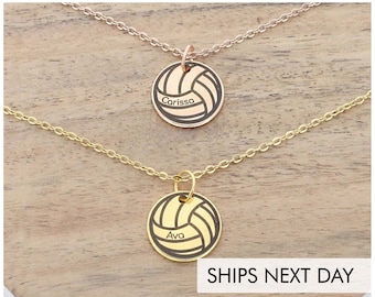 Simple Volleyball Necklace • Custom Name Volleyball Player • Personalized Girls Varsity Coach Charm • High School Team Women Senior