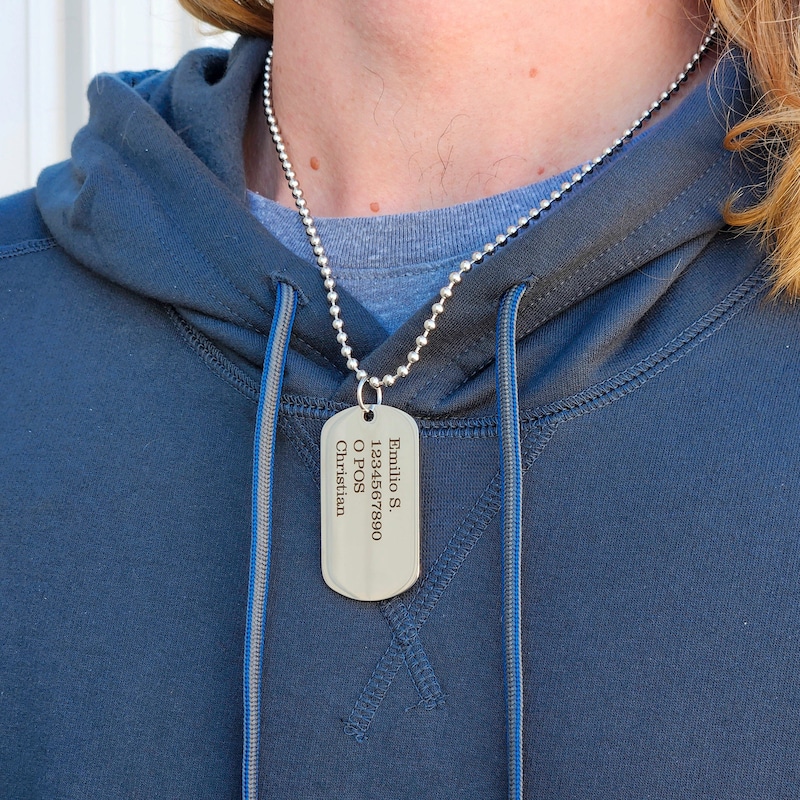Carnegie Weathered Tartan Crest Dog Tag Necklace main image 1
