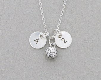 Custom Volleyball Player Necklace • Sports Jewelry • Sterling Silver Volleyball 3D Ball Charm • Girls Sports Player Number Initial Playoff