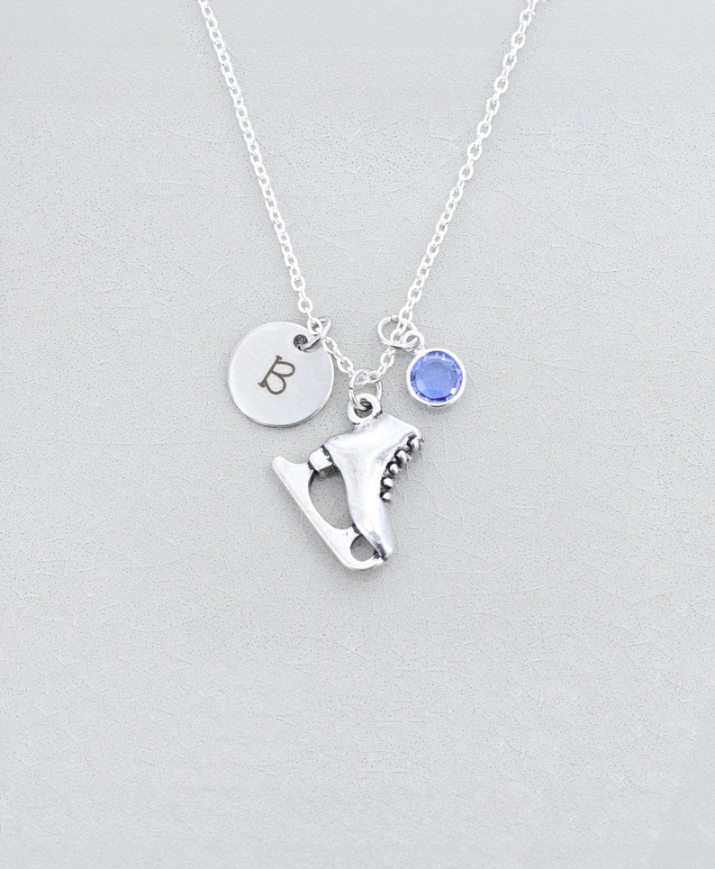 Ice Skater Gift Skate Necklace Winter Birthday Gift Jewelry Girls Skate Charm Personalized Skate Class Gift Performance Recital image 3