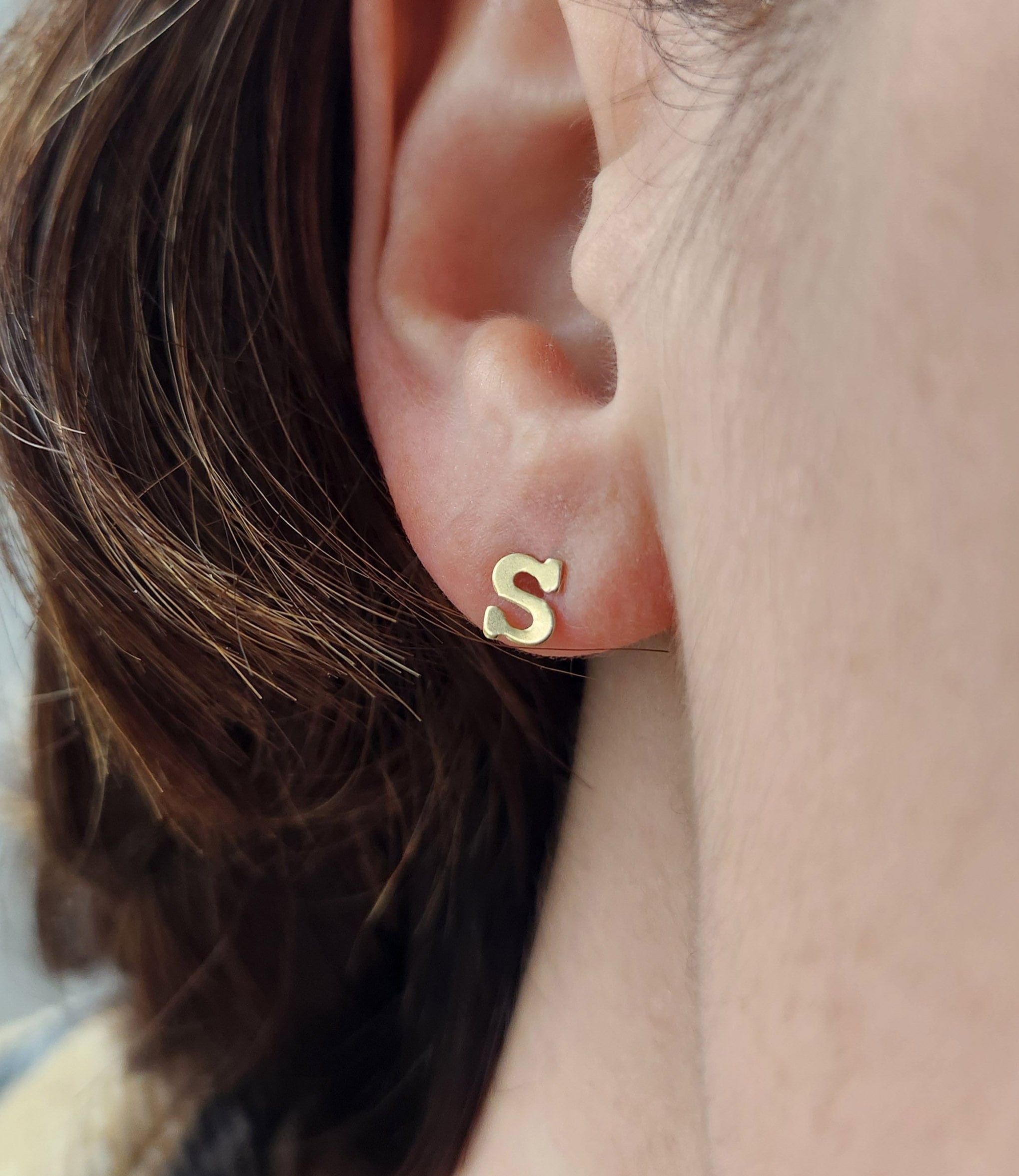 Initial Earring with Heart Extension / Sterling Silver Letter Earring /  Gold Plated Initial Earring | Gold earrings wedding, Ear jewelry, Gold  bangles design