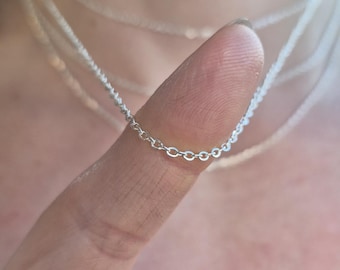 Silver Layering Chain 1.5mm Cable: Gold Rose Dainty Add On Extra Necklace