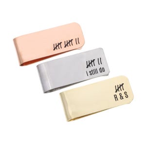 Custom Tally Mark Money Clip - Anniversary Gift, Personalized Engraving