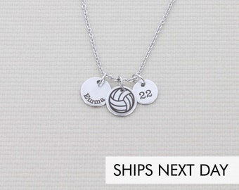 Custom Volleyball Necklace • Custom Girls Volleyball Team Gift • Coach Jewelry High School College Womens Playoff Gift • Player Number Name