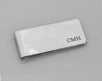 Personalized Money Clip: Engraved Initials, Stainless Steel or Brass
