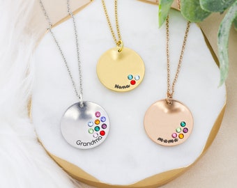 Personalized Birthstone Necklace: Engraved Name, Swarovski Crystal Pendant