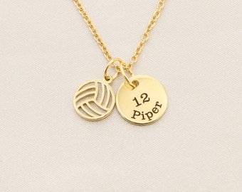 Personalized Volleyball Necklace: Custom Name & Number, Stainless Steel