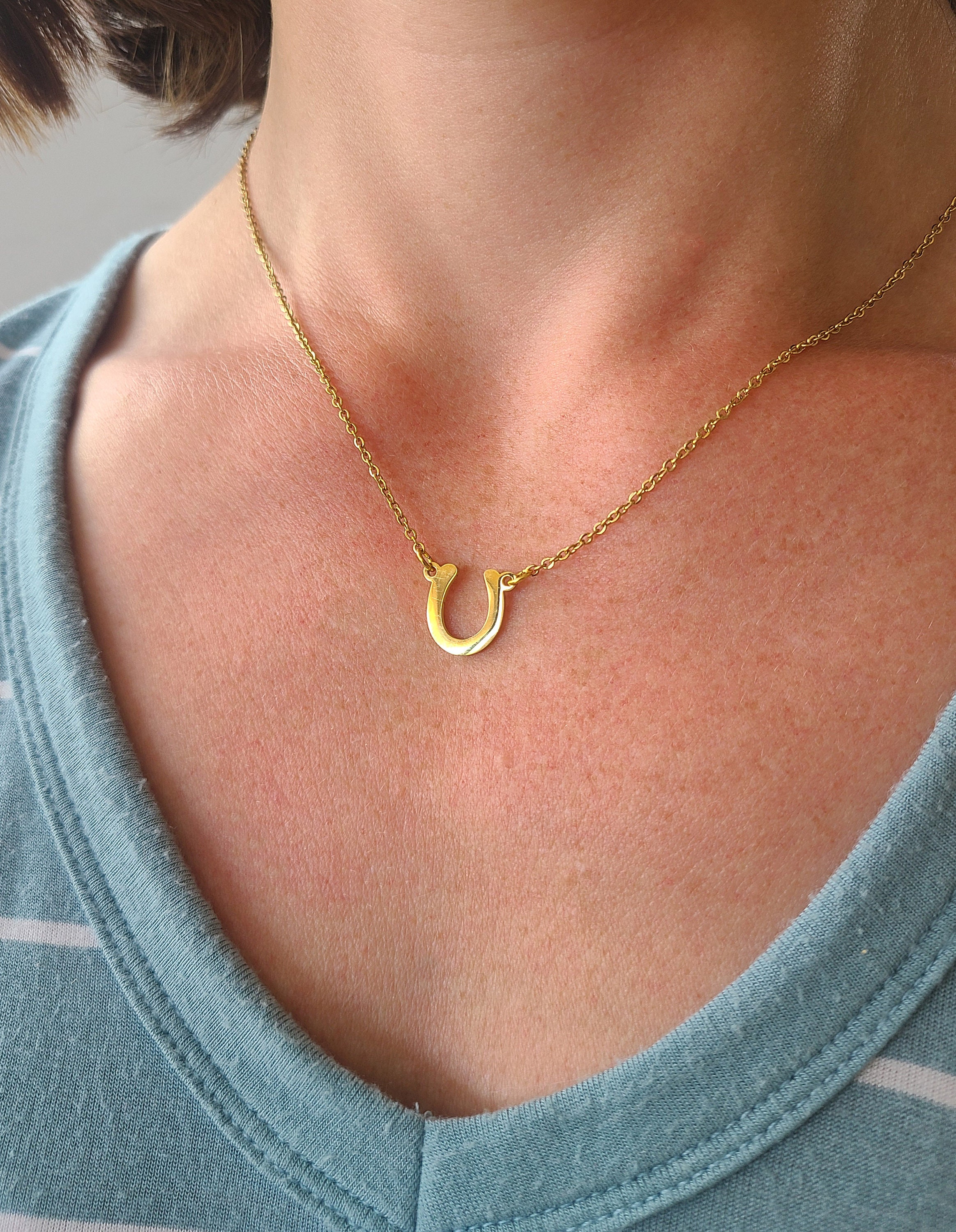 Small Gold Horseshoe Pendant - deJonghe Original Jewelry