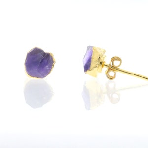 Februar Geschenk Amethyst Edelstein Ohrstecker Gold Post Ohrringe - 18K Gold Sterling Silber Naturstein Valentine Geschenk Lila Hochzeit
