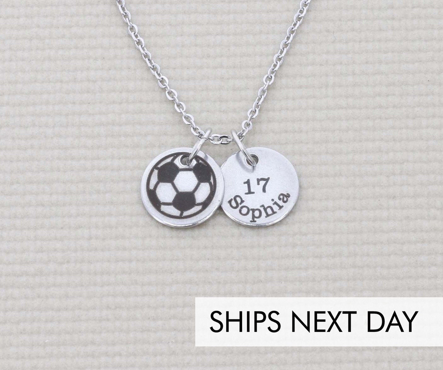 Soccer Necklace • Personalized Player Number Name • Little Girls Tots • Soccer Mom • Mothers Day • Soccer Gift School Varsity High School
