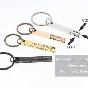 Personalized Keychain 4 Sided Bar Custom Name Gift Personalized Gift for Him Engraved Keychain Custom Groomsman Gift Drive Safe image 2