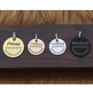 Microchipped Dog Tag Personalized Pet Tag Cat Tag Custom Pet Name New Puppy Gift Silver Tag Name Number Double Sided