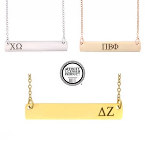 Sorority Gift Big Sister Necklace Rose Gold Sorority Necklace Little Sister Personalized Rush Gift Engraved Greek Letter Alpha Gamma image 1