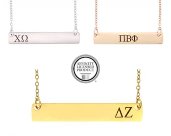 Sorority Gift • Big Sister Necklace • Rose Gold Sorority Necklace • Little Sister Personalized Rush Gift • Engraved Greek Letter Alpha Gamma