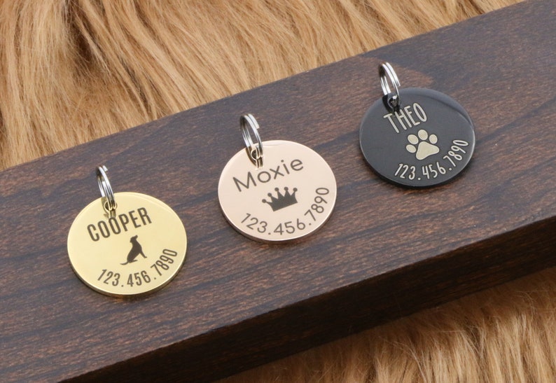 Custom Pet Tag Dog Tag ID Pet Identification Tag Personalized Cat Tag New Dog Pet Name New Puppy Gift Microchipped Collar Tag image 6