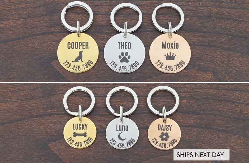 Dog Tag Personalized Pet Tag ID Custom Dog Tag Cat Tag New Puppy Gift New Dog Gift Silver Pet Tag Name Number 