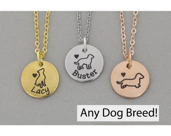 Puppy Dog Necklace • Pet Lover Jewelry • New Dog Necklace • Pitbull Jewelry • Custom Dog Breed • Dog Owner Gift • Custom Pet Name Love