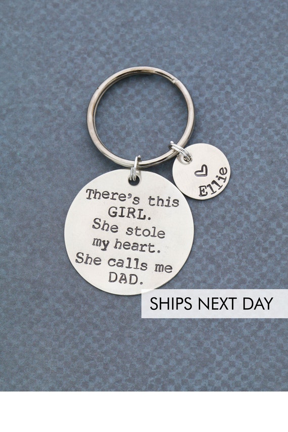 hand stamped cutley KEYRING fathers day 5 STAR DAD