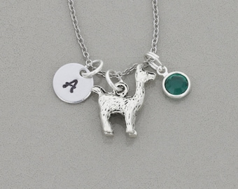Llama Necklace / Cute Llama Charm / Animal Lover Gift / Dainty Initial Necklace / Silver Charm / Alpaca Breeder / Girls Charm Necklace