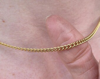 Gold Curb Chain - PVD 18K Gold Plated Thick Waterproof 5mm or 3mm